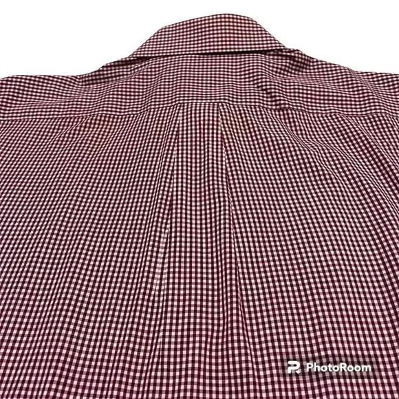 STAFFORD red and white long sleeves button down mans shirt size 17/ 34-35 - Picture 2 of 4